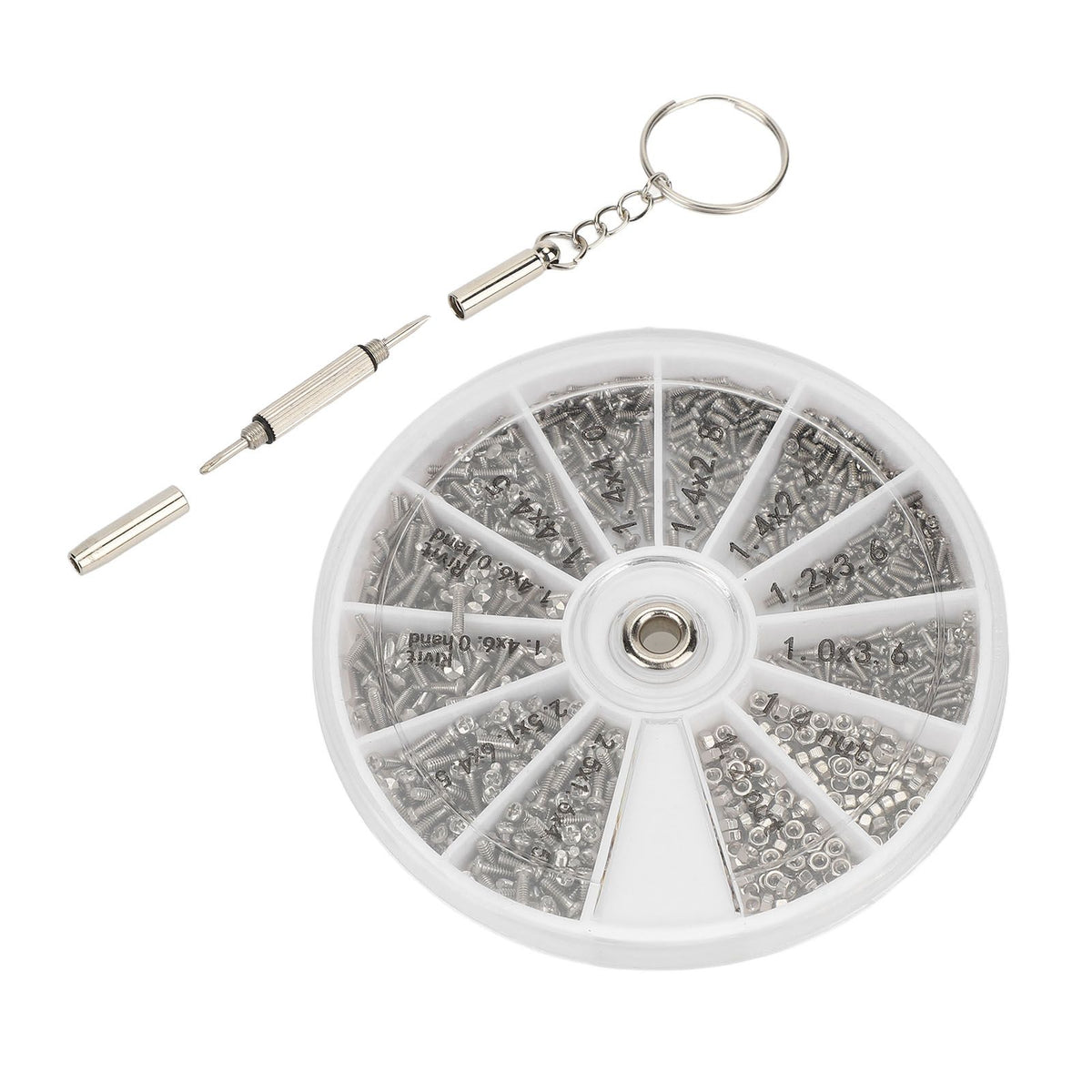 Screw Nut Assortment Kit 600pcs Watch Glasses Small Screw Nut Repair Kit with Screwdriver M1M1.2 M1.4 M1.6
