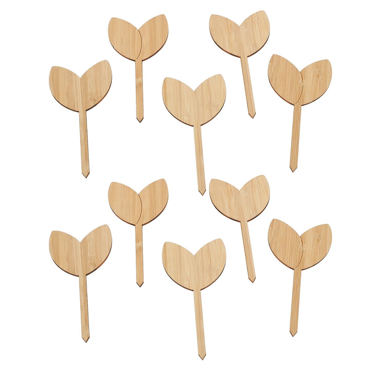 10pcs Plant Labels Bamboo Material Easy Writing 1/8 in Thickness Decorative Garden Markers for GardenerLeaf Shape