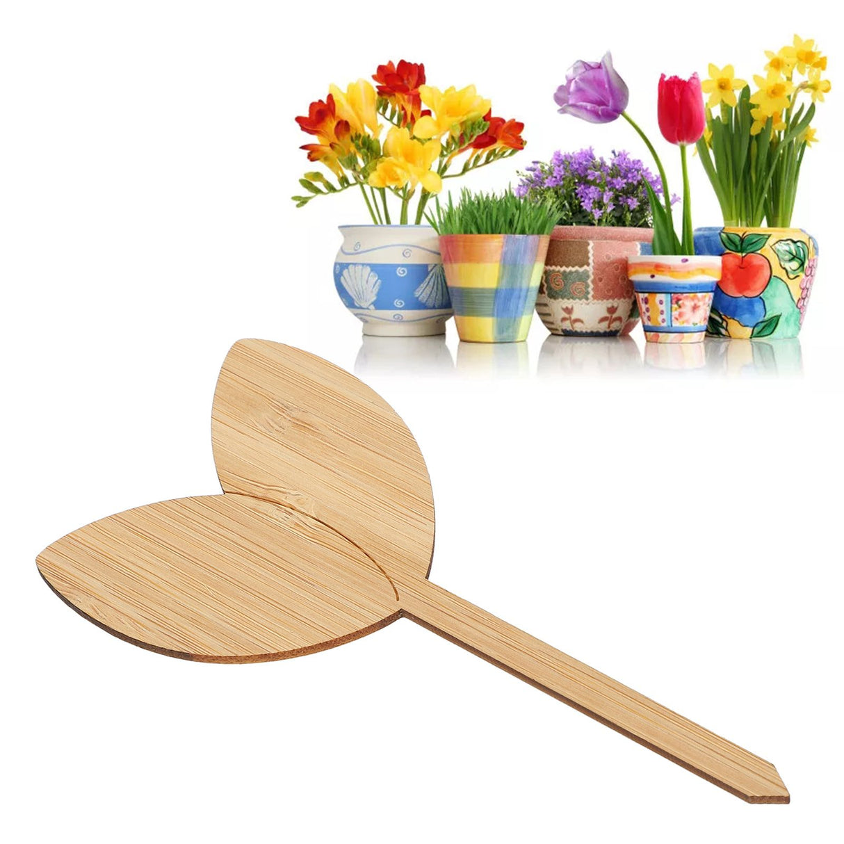 10pcs Plant Labels Bamboo Material Easy Writing 1/8 in Thickness Decorative Garden Markers for GardenerLeaf Shape