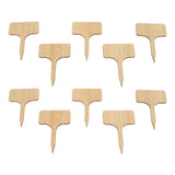 10pcs Plant Labels Bamboo Material Easy Writing 1/8 in Thickness Decorative Garden Markers for GardenerT Shape - Rear View