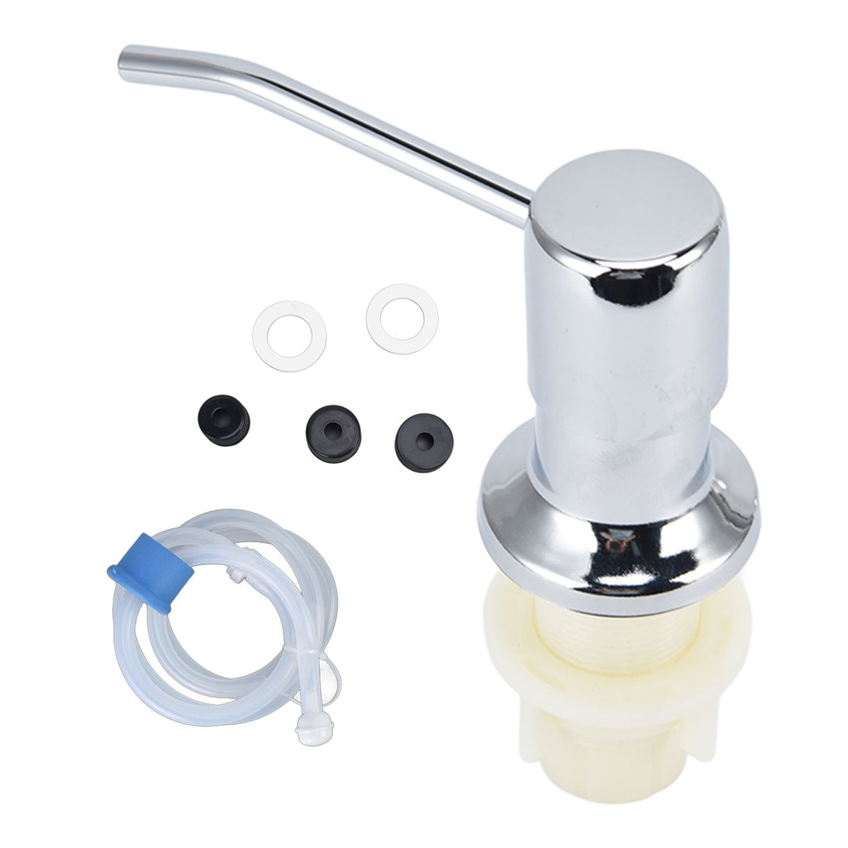 Sink Soap Dispenser Kit with Silicone Tube Stainless Steel Electroplating Sink Liquid Pump Head for Kitchen