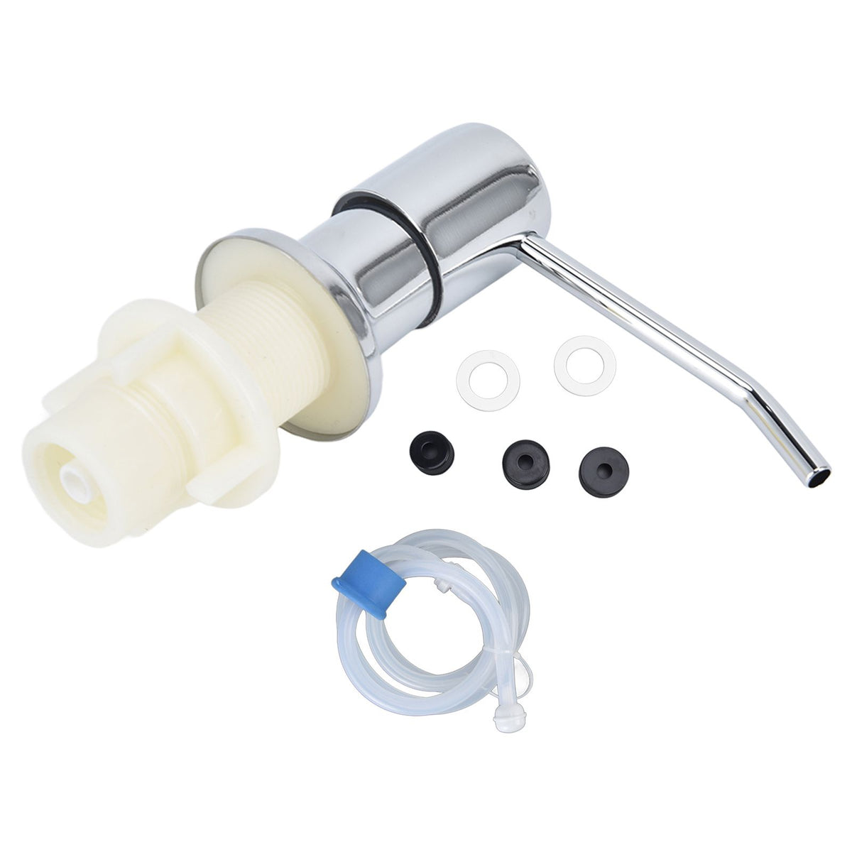 Sink Soap Dispenser Kit with Silicone Tube Stainless Steel Electroplating Sink Liquid Pump Head for Kitchen