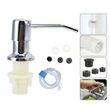 Sink Soap Dispenser Kit with Silicone Tube Stainless Steel Electroplating Sink Liquid Pump Head for Kitchen
