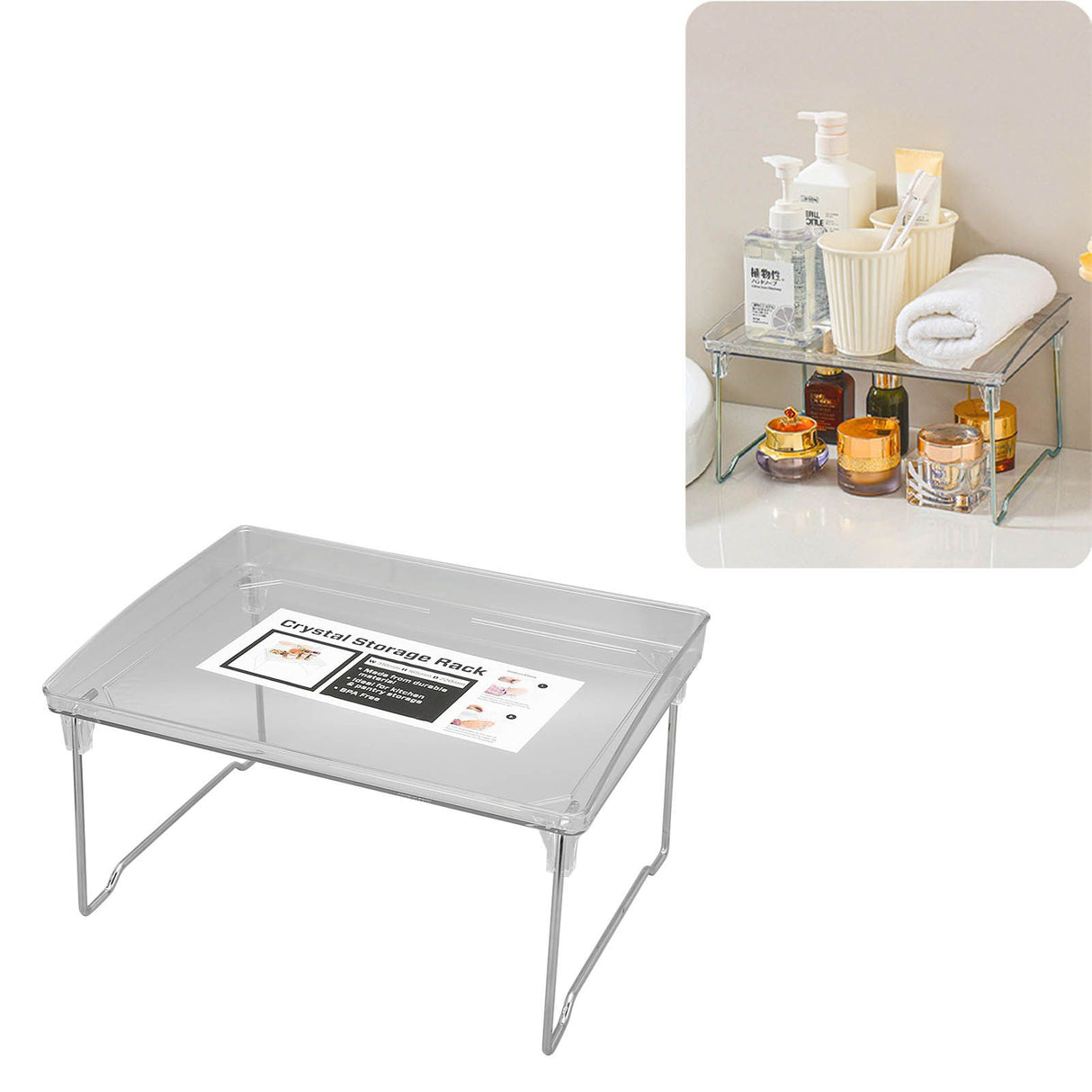 Desk Organizer Rack Stainless Steel Foldable Multifunctional Desktop Storage Shelf for Home