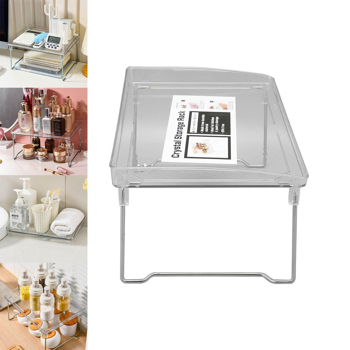 Desk Organizer Rack Stainless Steel Foldable Multifunctional Desktop Storage Shelf for Home