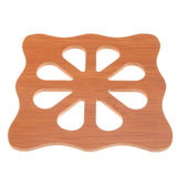 Hollow Wooden Coaster Kitchen Thickened Anti Scalding Heat Insulation Mat Anti Slip Pot Bowl MatL Square Wintersweet C0D49 9.5cm