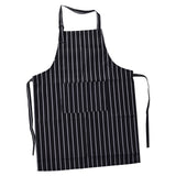 Bib Apron Waterproof Adjustable Kitchen Cooking Aprons with Dual Pockets for Kitchens Restaurants BakersBlack and White Bars - Side View