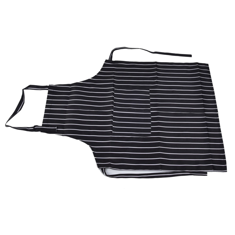 Bib Apron Waterproof Adjustable Kitchen Cooking Aprons with Dual Pockets for Kitchens Restaurants BakersBlack and White Bars