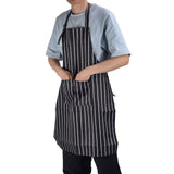 Bib Apron Waterproof Adjustable Kitchen Cooking Aprons with Dual Pockets for Kitchens Restaurants BakersBlack and White Bars