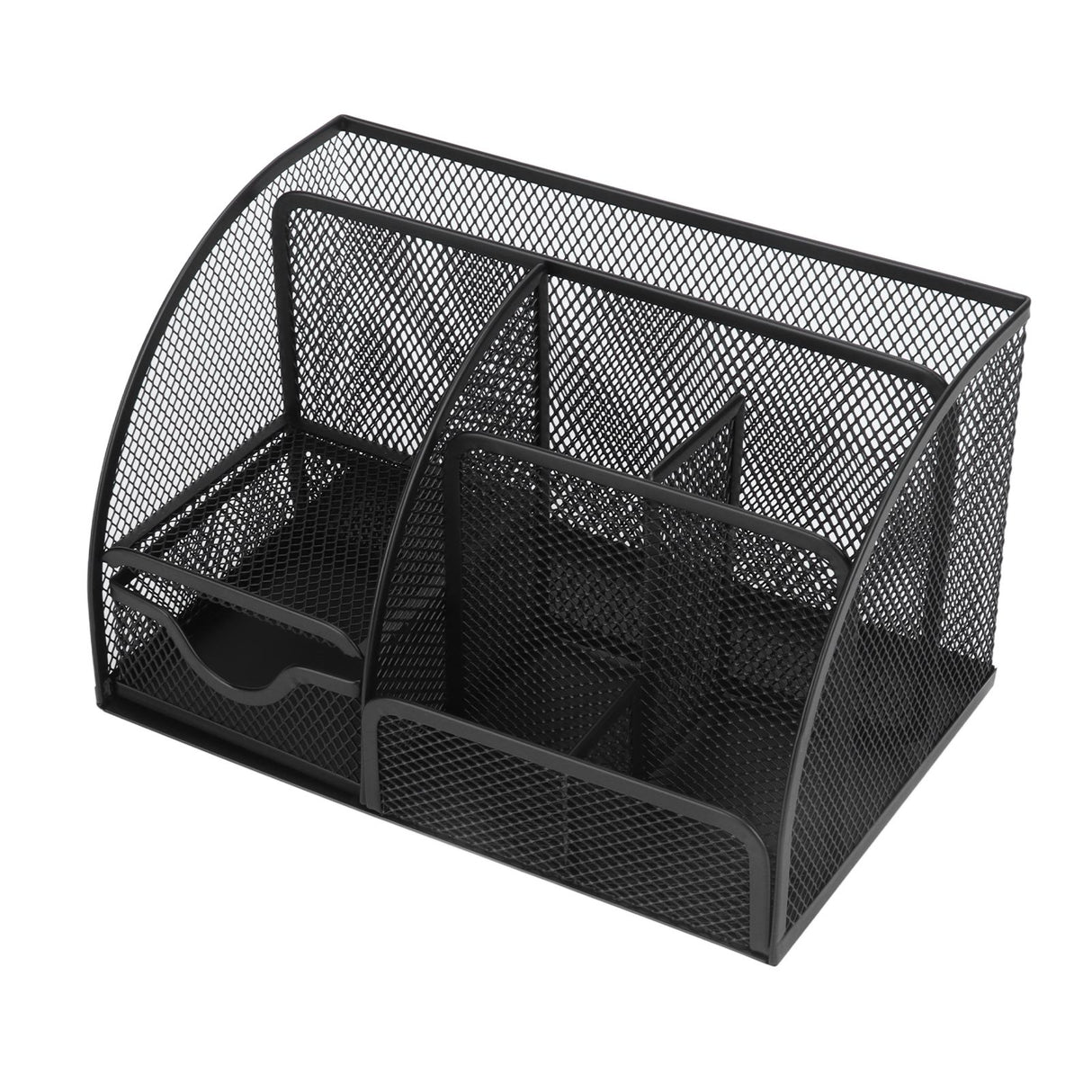 Desktop Mesh Pen Storage Holder 7 Compartments Multifunction Black for Home Sturdy Office