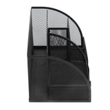 Desktop Mesh Pen Storage Holder 7 Compartments Multifunction Black for Home Sturdy Office - Low Angle