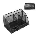 Desktop Mesh Pen Storage Holder 7 Compartments Multifunction Black for Home Sturdy Office