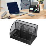 Desktop Mesh Pen Storage Holder 7 Compartments Multifunction Black for Home Sturdy Office