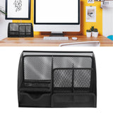 Desktop Mesh Pen Storage Holder 7 Compartments Multifunction Black for Home Sturdy Office