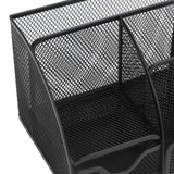 Desktop Mesh Pen Storage Holder 7 Compartments Multifunction Black for Home Sturdy Office - Extra Image