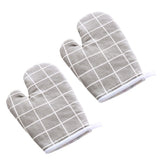 Oven Mitt Cooking Mitten Cotton Lining Heat Resistant Gloves Tool for Baking DishGrey Grids