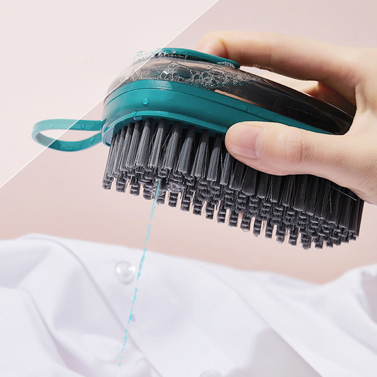 Hydraulic Cleaning Brush Automatic Liquid Filling Ergonomic Design Multifunction Scrub Brush for Clothes ShoesGreen