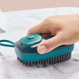 Hydraulic Cleaning Brush Automatic Liquid Filling Ergonomic Design Multifunction Scrub Brush for Clothes ShoesGreen
