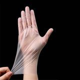 100PCS Disposable TPE Gloves Thicken Transparent Food Grade for Kitchen Baking Cooking CleaningM - Rear View