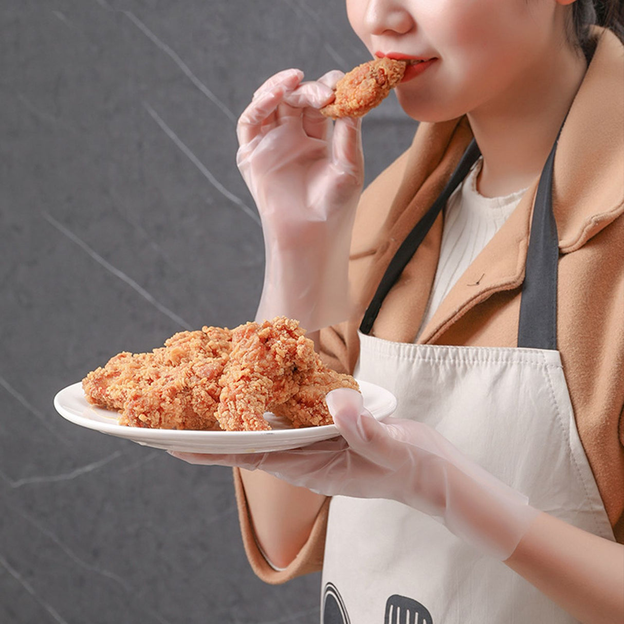 100PCS Disposable TPE Gloves Thicken Transparent Food Grade for Kitchen Baking Cooking CleaningM