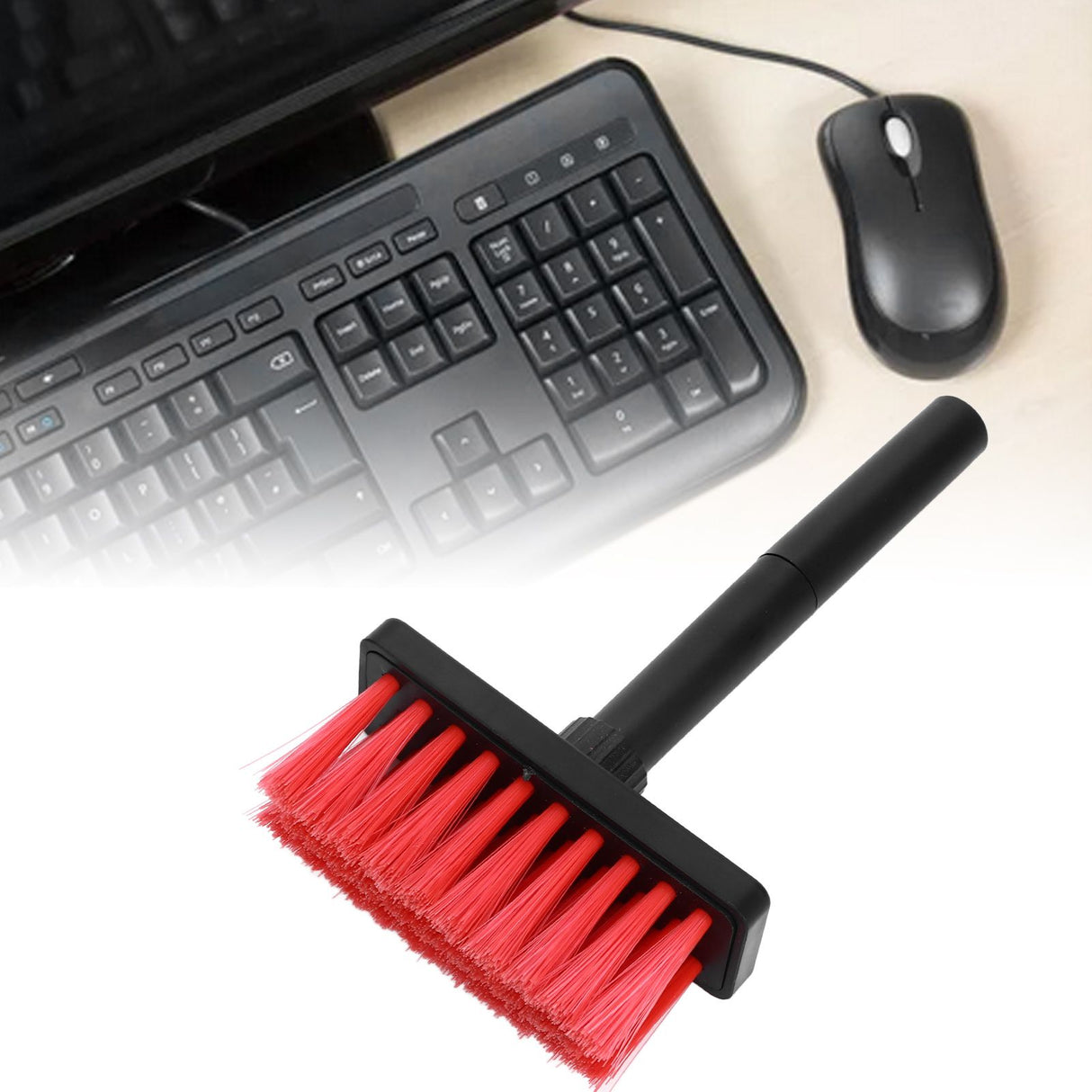 Keyboard Brush Separate Double Head Design 5 in 1 Multifunction 3 Row Design Plastic Cleaning Brush Pen for HeadphonesBlack Red