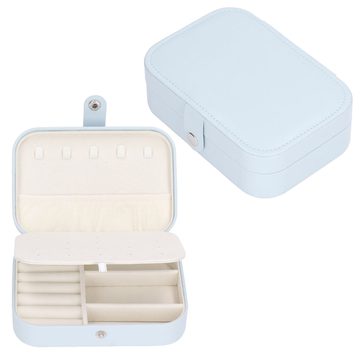 Jewelry Travel Case Large Capacity Durable Leather Simple Style Multifunction Travel Jewelry Box for Rings Earrings