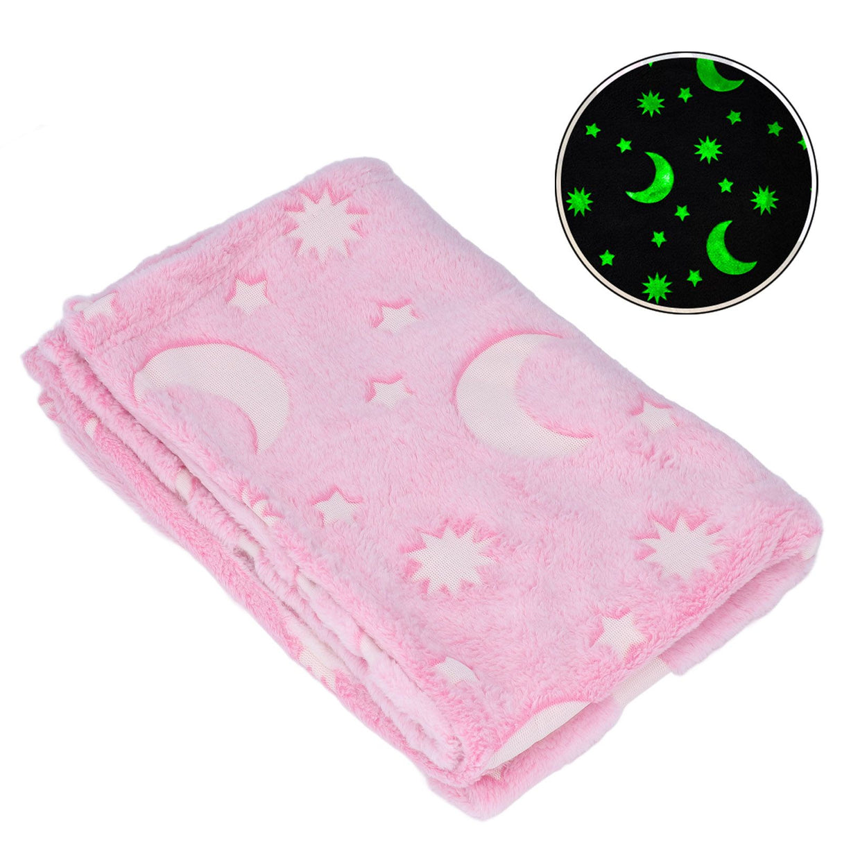 1.52x1M Luminous Blanket Double Sided Polyester Glowing Blanket Bedroom Air Conditioning Blanket for KidsPink