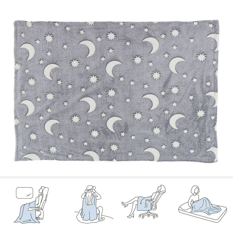 1.52x1M Luminous Blanket Double Sided Polyester Glowing Blanket Bedroom Air Conditioning Blanket for KidsGray
