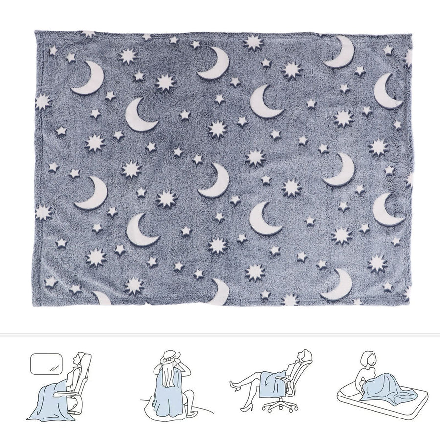1.52x1M Luminous Blanket Double Sided Polyester Glowing Blanket Bedroom Air Conditioning Blanket for KidsDusty Blue