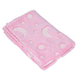 1.5x2m Luminous Blanket Double Side Flannel Star Moon Design Soft Glow in The Dark Blanket for KidsPink - Side View