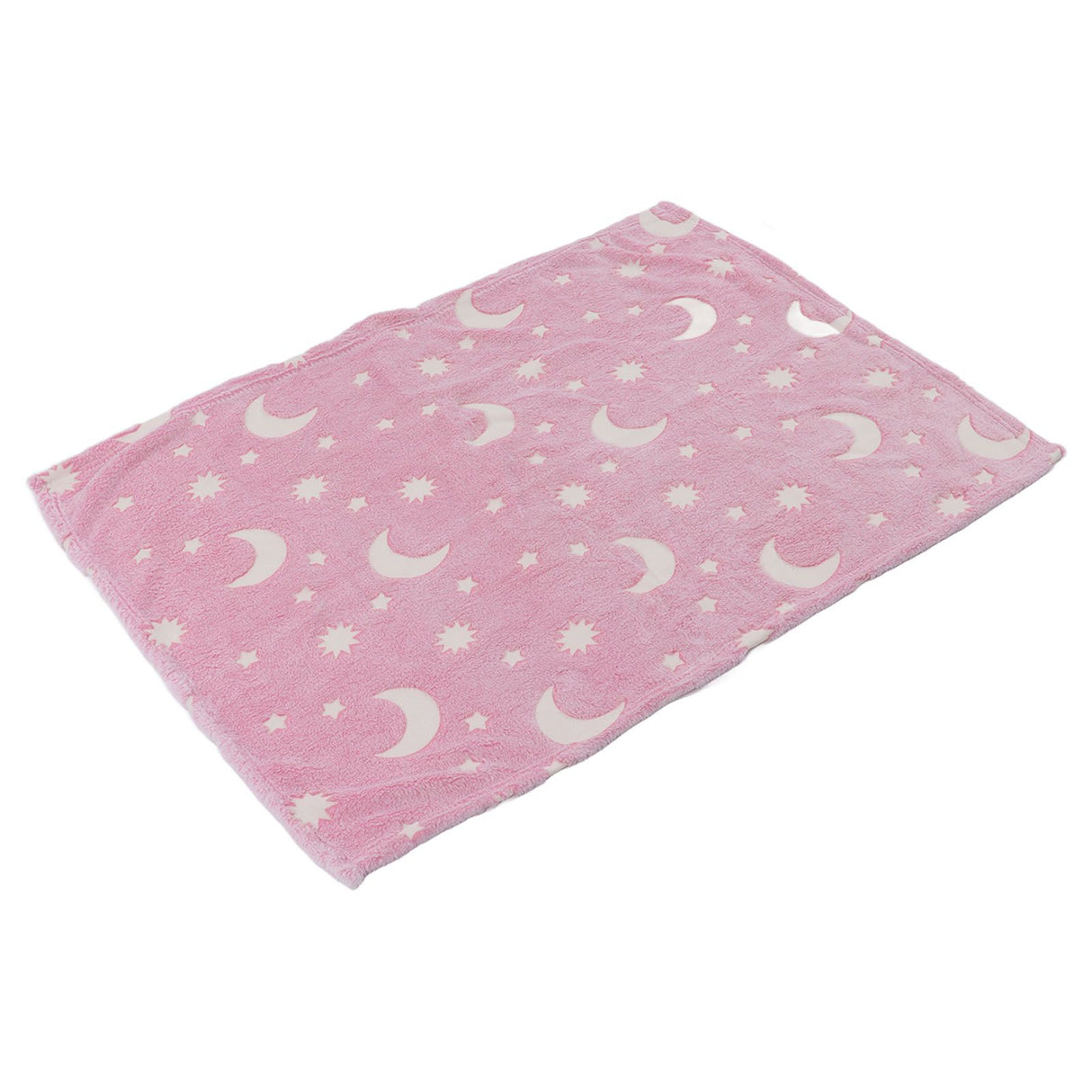1.5x2m Luminous Blanket Double Side Flannel Star Moon Design Soft Glow in The Dark Blanket for KidsPink