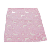 1.5x2m Luminous Blanket Double Side Flannel Star Moon Design Soft Glow in The Dark Blanket for KidsPink - Rear View