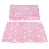 1.5x2m Luminous Blanket Double Side Flannel Star Moon Design Soft Glow in The Dark Blanket for KidsPink
