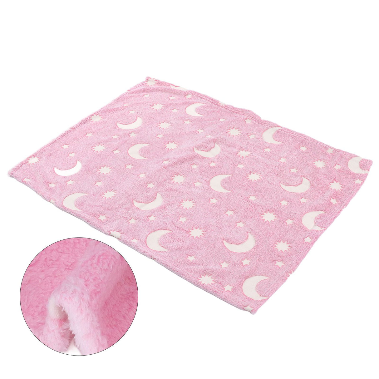 1.5x2m Luminous Blanket Double Side Flannel Star Moon Design Soft Glow in The Dark Blanket for KidsPink