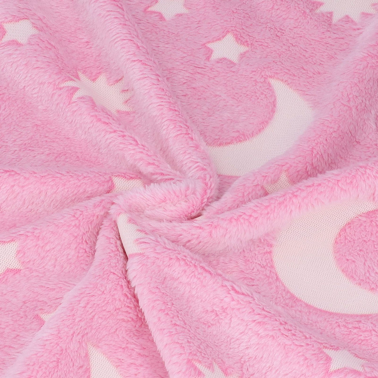 1.5x2m Luminous Blanket Double Side Flannel Star Moon Design Soft Glow in The Dark Blanket for KidsPink
