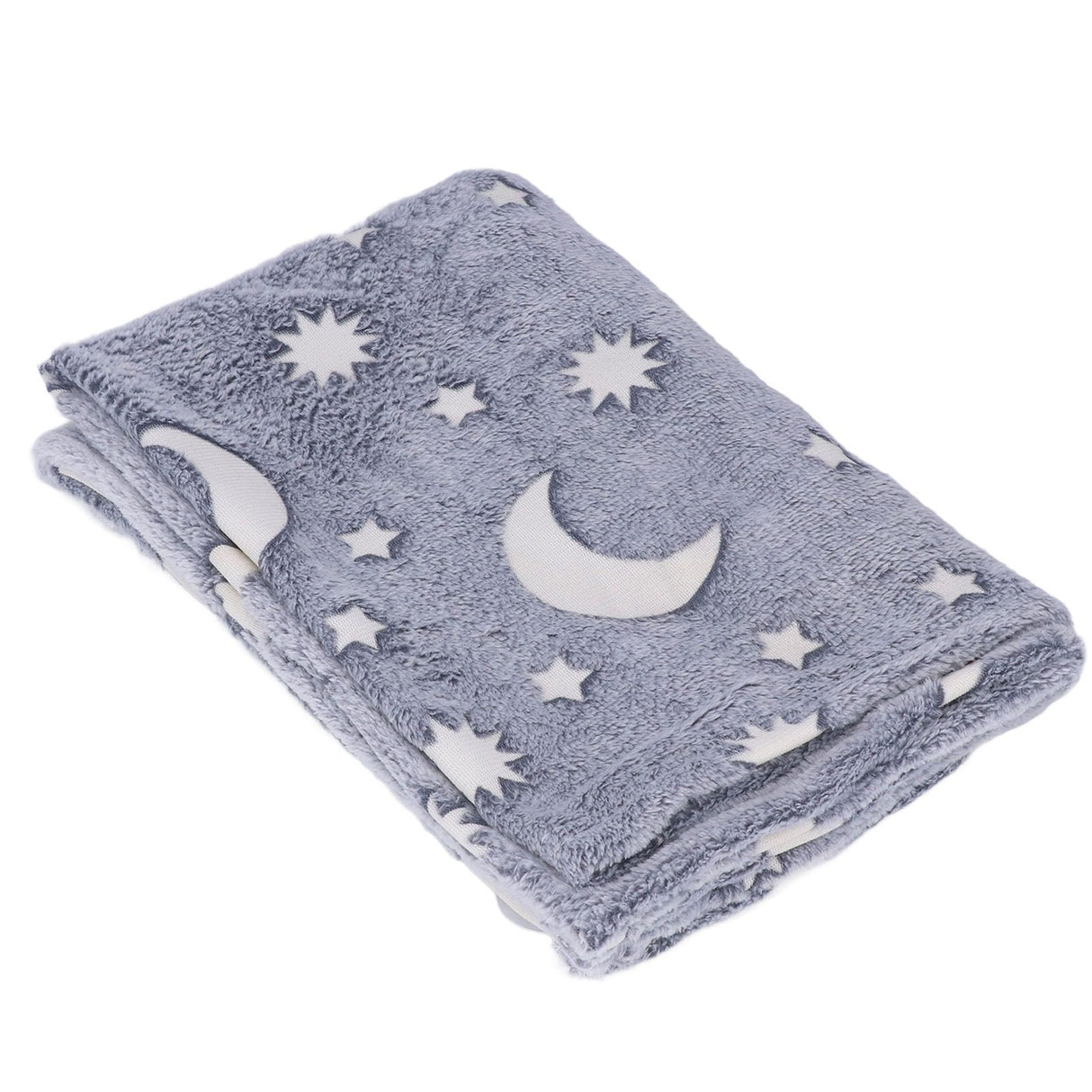 1.5x2m Luminous Blanket Double Side Flannel Star Moon Design Soft Glow in The Dark Blanket for KidsGray