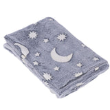 1.5x2m Luminous Blanket Double Side Flannel Star Moon Design Soft Glow in The Dark Blanket for KidsGray