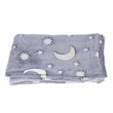 1.5x2m Luminous Blanket Double Side Flannel Star Moon Design Soft Glow in The Dark Blanket for KidsGray - Front View