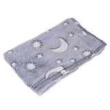 1.5x2m Luminous Blanket Double Side Flannel Star Moon Design Soft Glow in The Dark Blanket for KidsGray