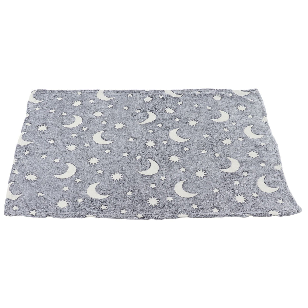 1.5x2m Luminous Blanket Double Side Flannel Star Moon Design Soft Glow in The Dark Blanket for KidsGray