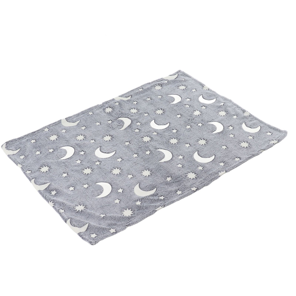 1.5x2m Luminous Blanket Double Side Flannel Star Moon Design Soft Glow in The Dark Blanket for KidsGray