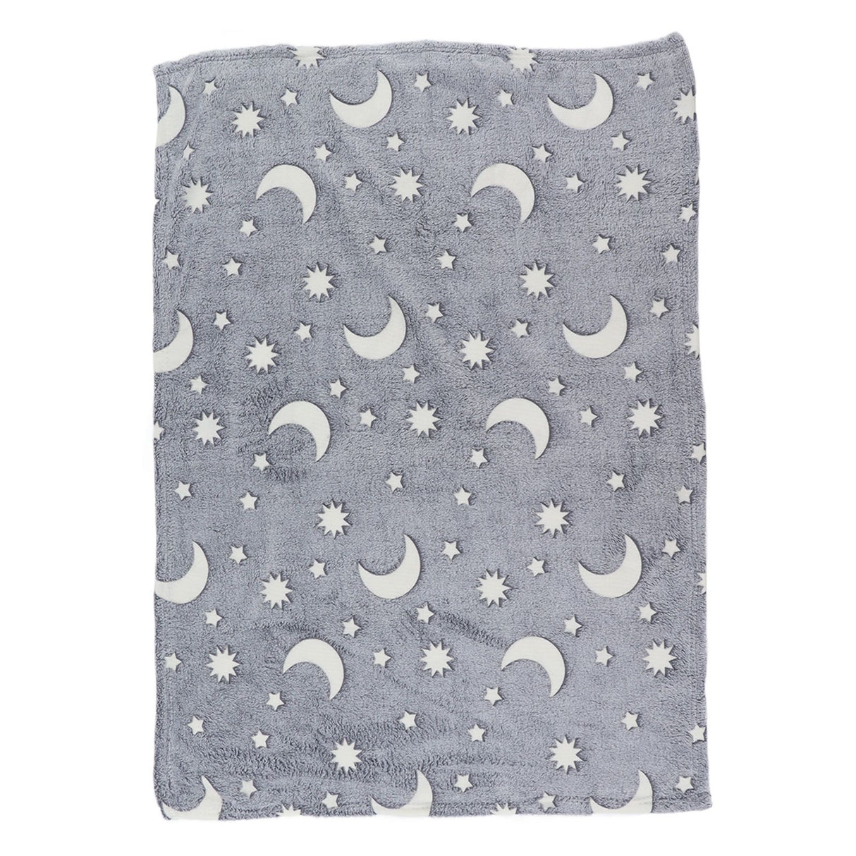 1.5x2m Luminous Blanket Double Side Flannel Star Moon Design Soft Glow in The Dark Blanket for KidsGray
