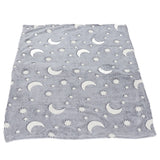 1.5x2m Luminous Blanket Double Side Flannel Star Moon Design Soft Glow in The Dark Blanket for KidsGray