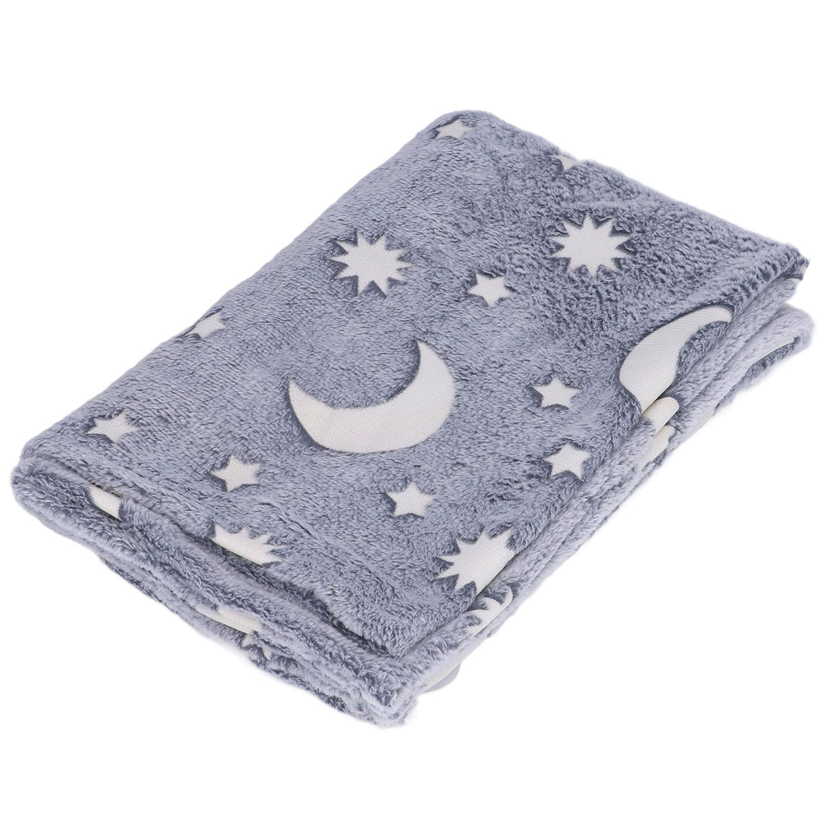 1.5x2m Luminous Blanket Double Side Flannel Star Moon Design Soft Glow in The Dark Blanket for KidsGray