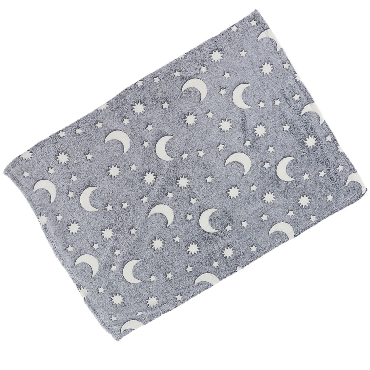1.5x2m Luminous Blanket Double Side Flannel Star Moon Design Soft Glow in The Dark Blanket for KidsGray