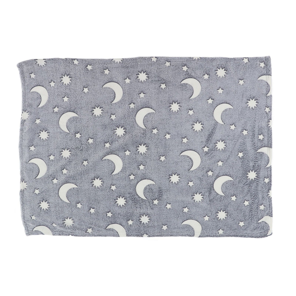 1.5x2m Luminous Blanket Double Side Flannel Star Moon Design Soft Glow in The Dark Blanket for KidsGray
