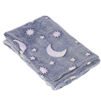 1.5x2m Luminous Blanket Double Side Flannel Star Moon Design Soft Glow in The Dark Blanket for KidsDusty Blue