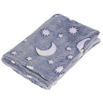 1.5x2m Luminous Blanket Double Side Flannel Star Moon Design Soft Glow in The Dark Blanket for KidsDusty Blue