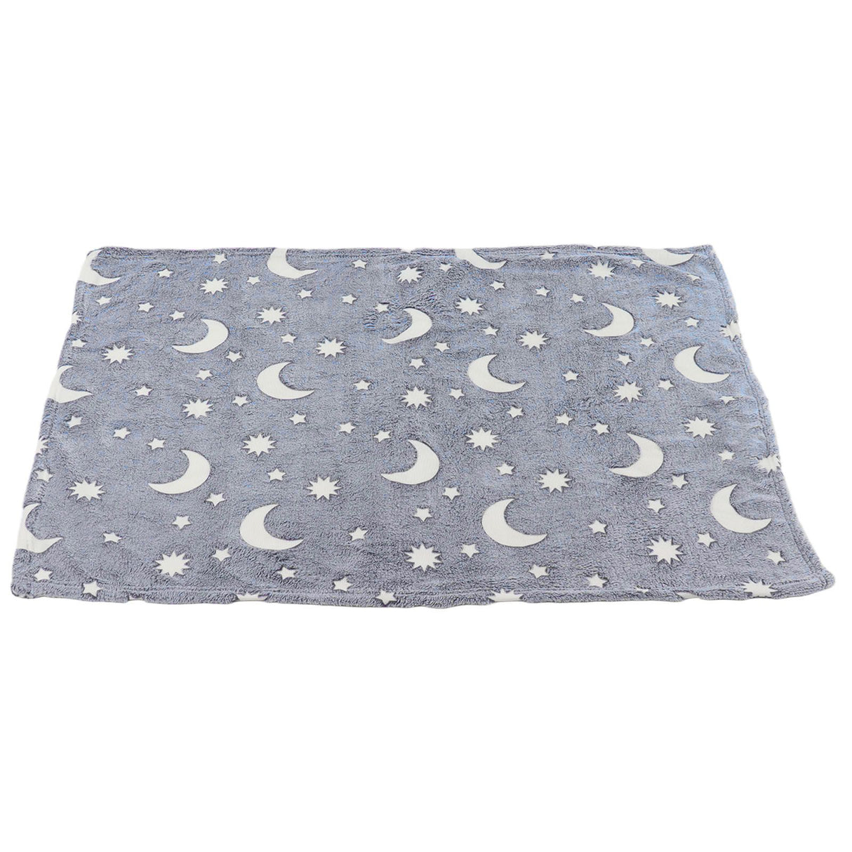 1.5x2m Luminous Blanket Double Side Flannel Star Moon Design Soft Glow in The Dark Blanket for KidsDusty Blue