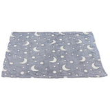1.5x2m Luminous Blanket Double Side Flannel Star Moon Design Soft Glow in The Dark Blanket for KidsDusty Blue - Side View